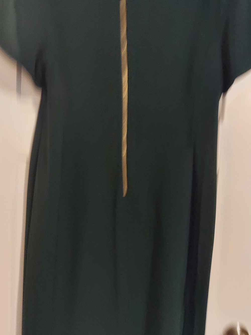 Calvin Klein Dark Green Midi Dress with Gold Center Trim